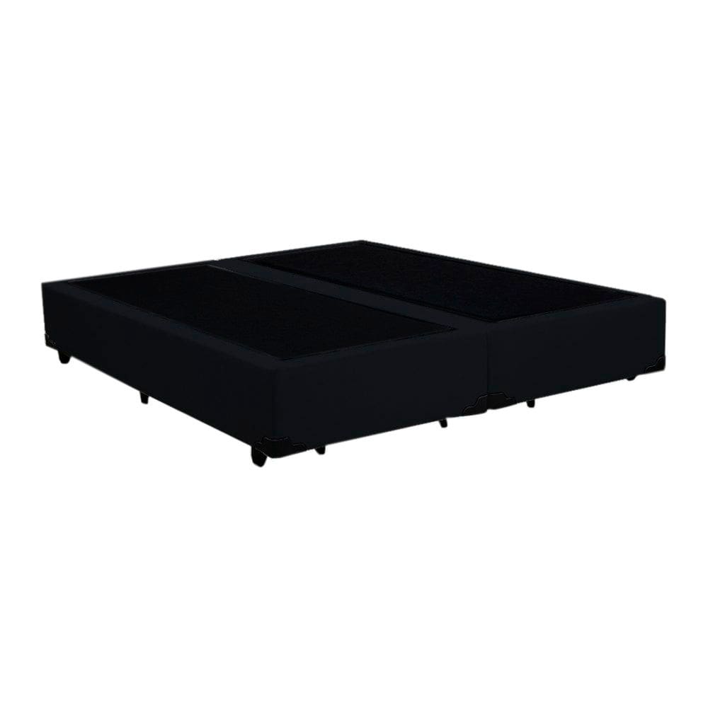 Base Cama Box Casal Bipartido Preta  Suede 40x138x188 - Santo Box FR