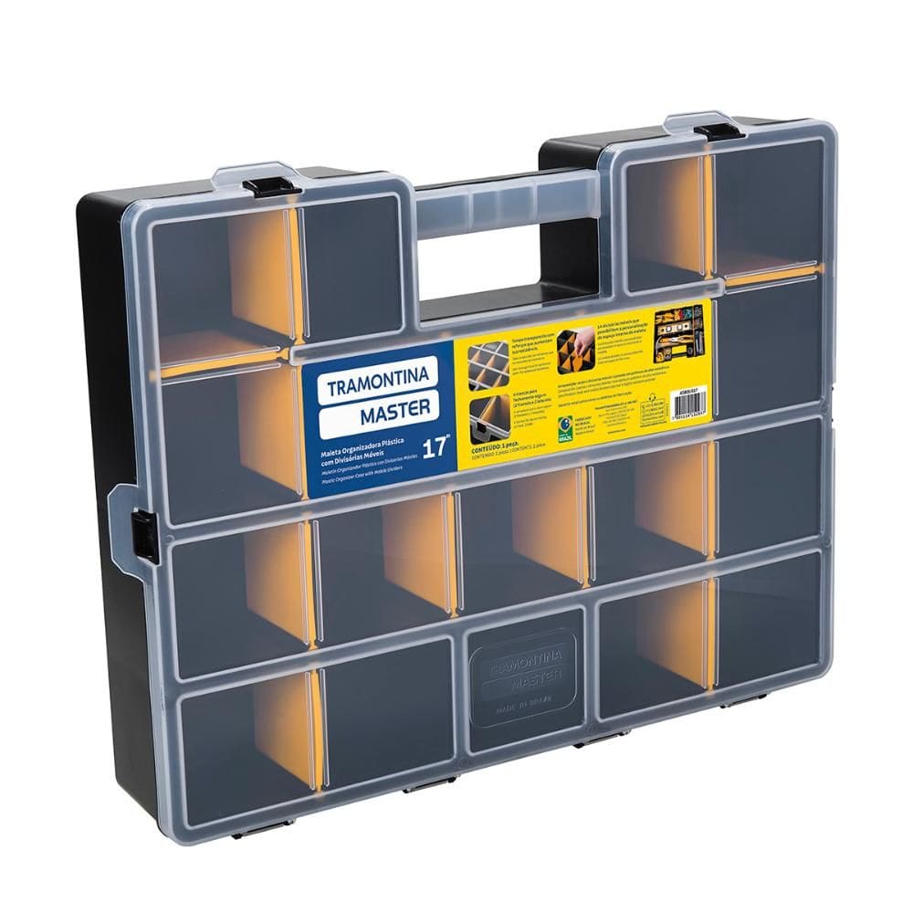 Maleta Plástica Organizadora 17”” Master Com Divisórias Móveis - Tramontina 43805017
