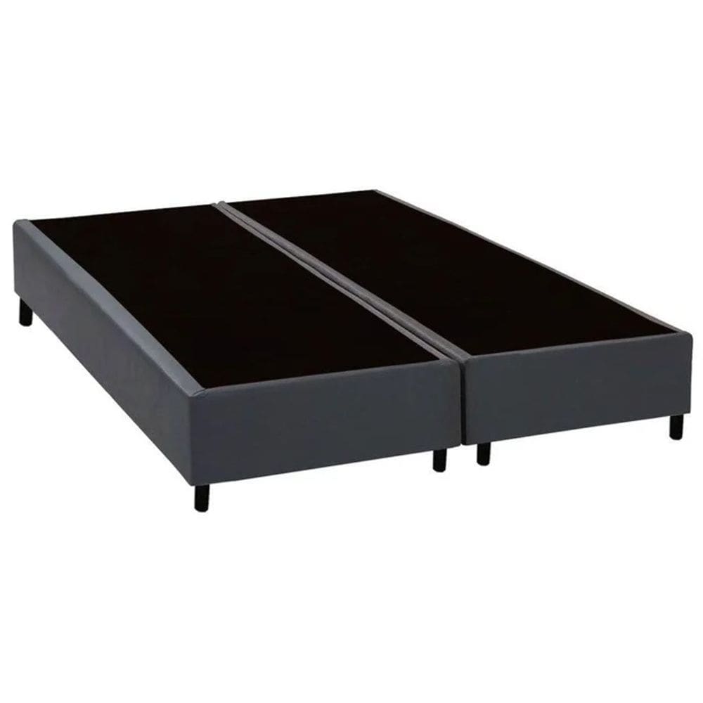 Base Cama Box Casal Bipartido Cinza Sintetico 40x138x188 - Santo Box FR