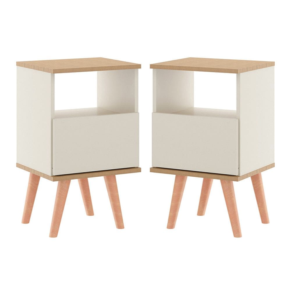 Kit 2 Mesas de Cabeceira Retro 36x61Cm MDP 0636 Menu Moveis