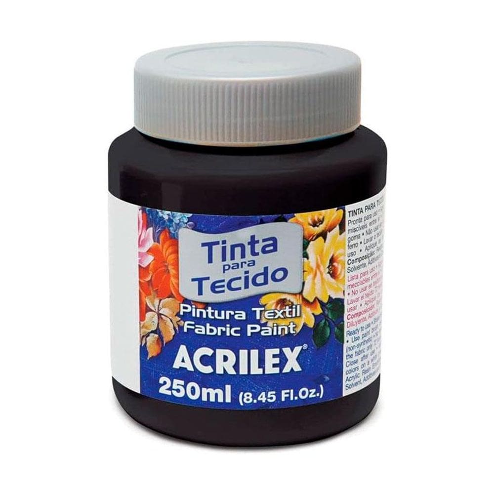 Tinta para Tecido Fosca preta 250ml 520 Acrilex