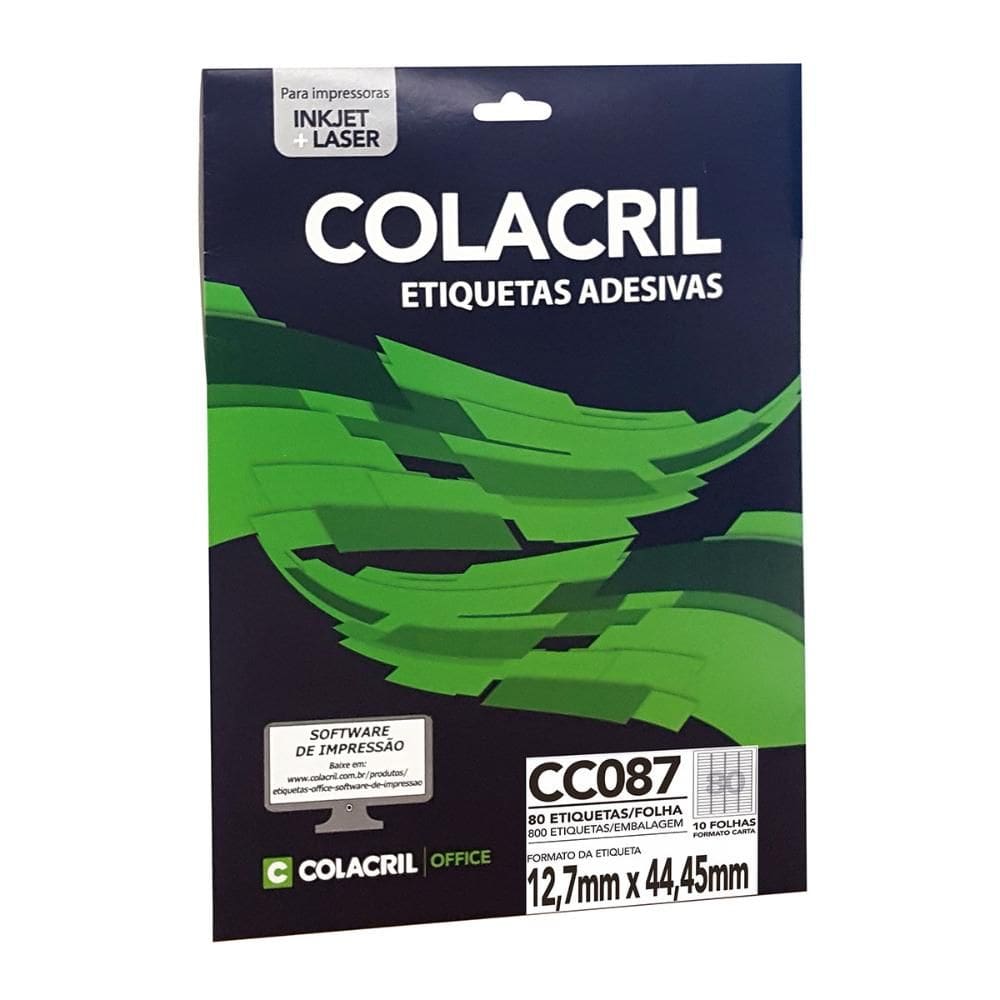 Etiqueta inkjet/laser carta CC087 com 10 folhas - Colacril
