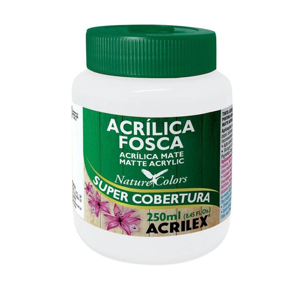 Tinta acrílica fosca Branca 250ml 519 Acrilex