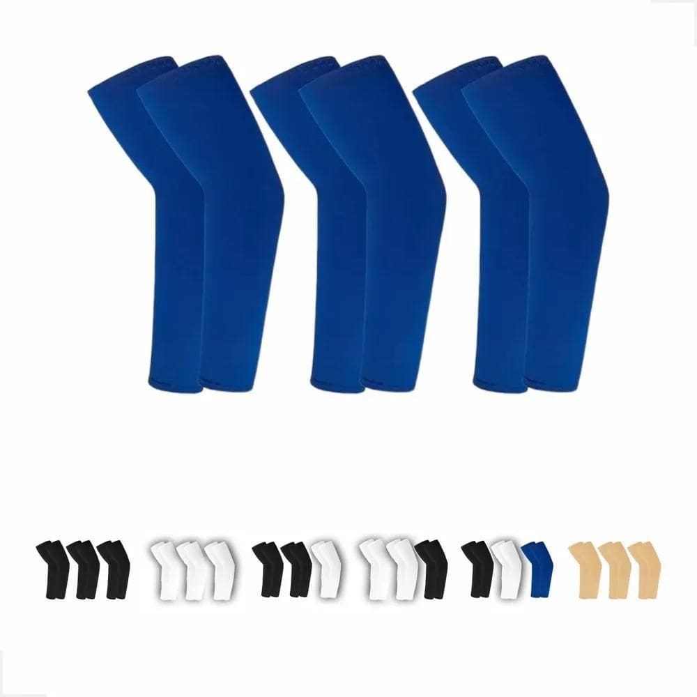 Kit 03 Par Manguito Proteção Solar Braço Ciclismo Moto 03 Az