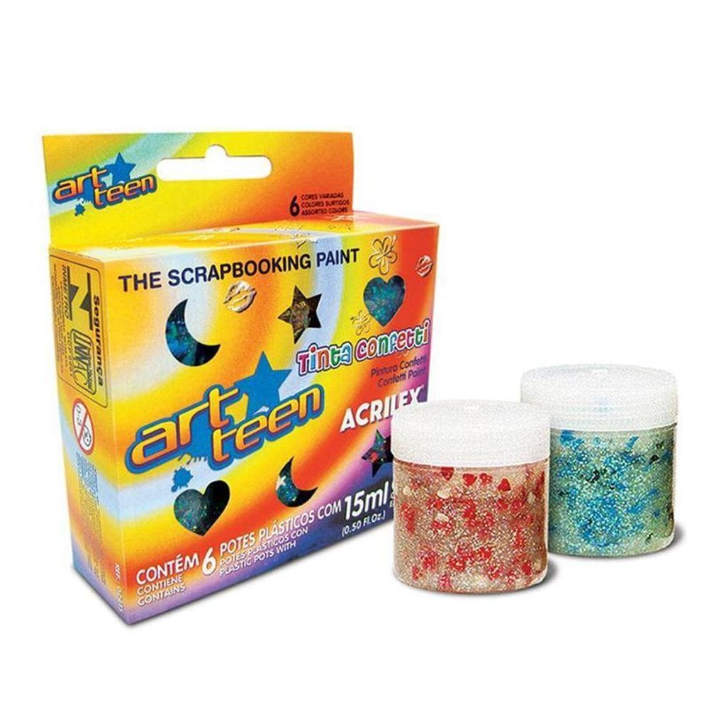 Tinta confetti 6 cores 15ml Acrilex