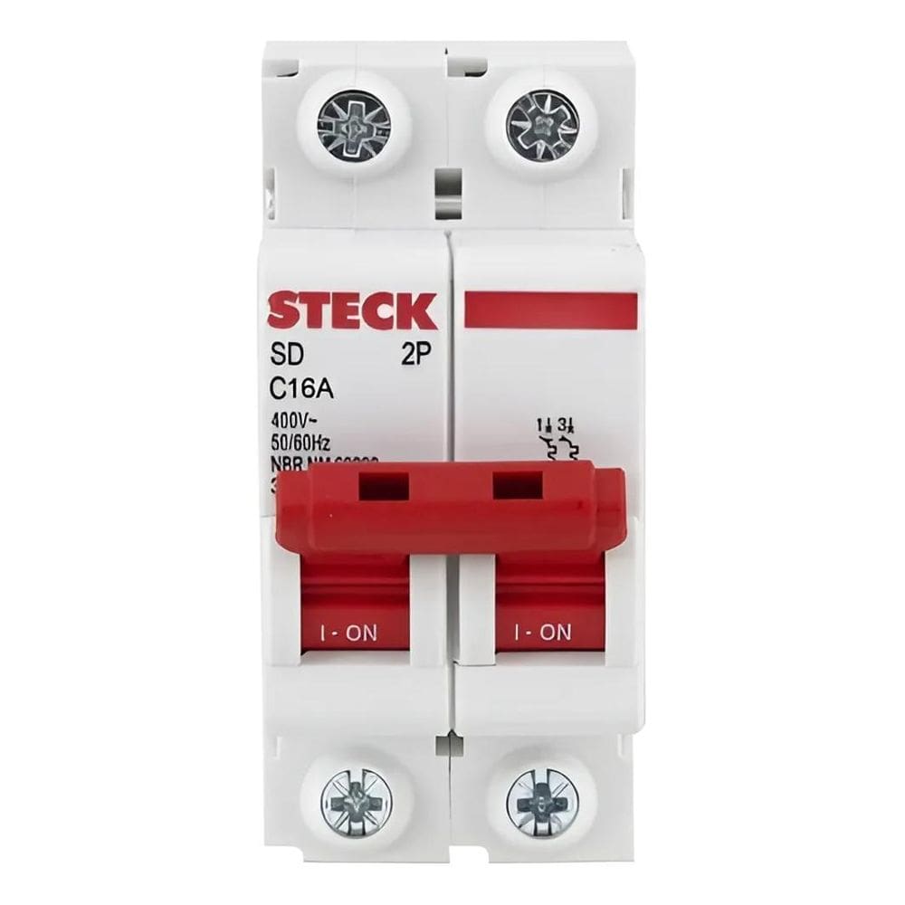Disjuntor Steck Bipolar 10, 16. 20, 25, 32, 40, 50 Curva 16A