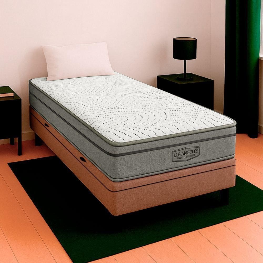 Cama Box Baú Solteirão E Colchão Los Angeles Molas V-store Bege