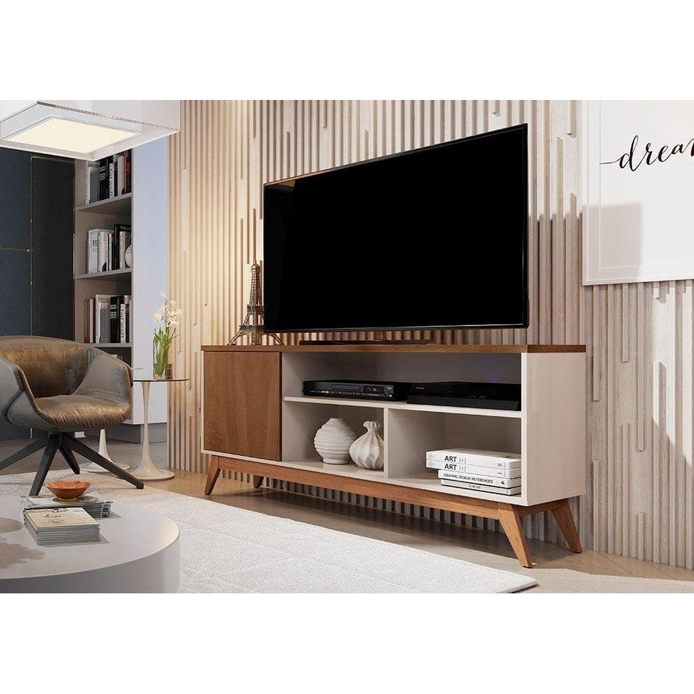 Rack com Divisórias Malbec Wood Off White/Freijó - Giga