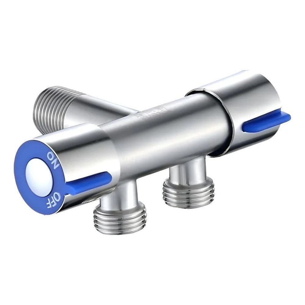 Torneira Registro T Duas Saídas De Água Inox Válvula Duplo P