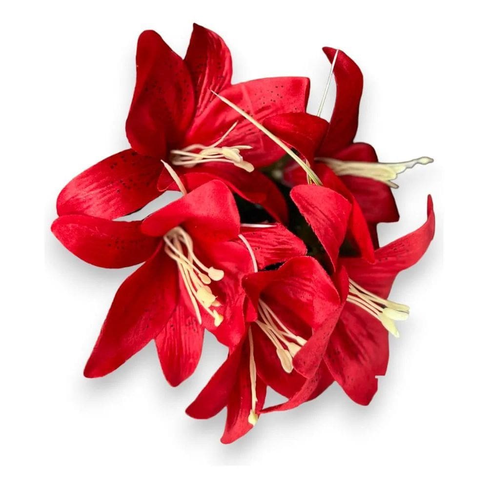 Kit De 5 Buquês Cores Novas De Lírio Artificial Com 5 Vermel