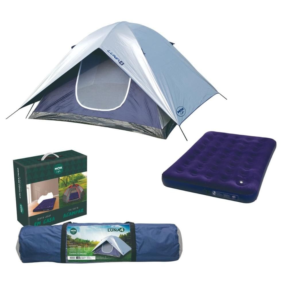 Barraca Luna 4 Pessoas Acampamento Colchão Casal Mor