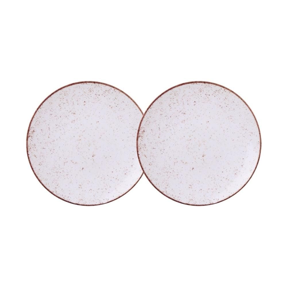 Jogo de Pratos Rasos 2 Peças Rústico 25 cm Porcelana Decorada Tramontina