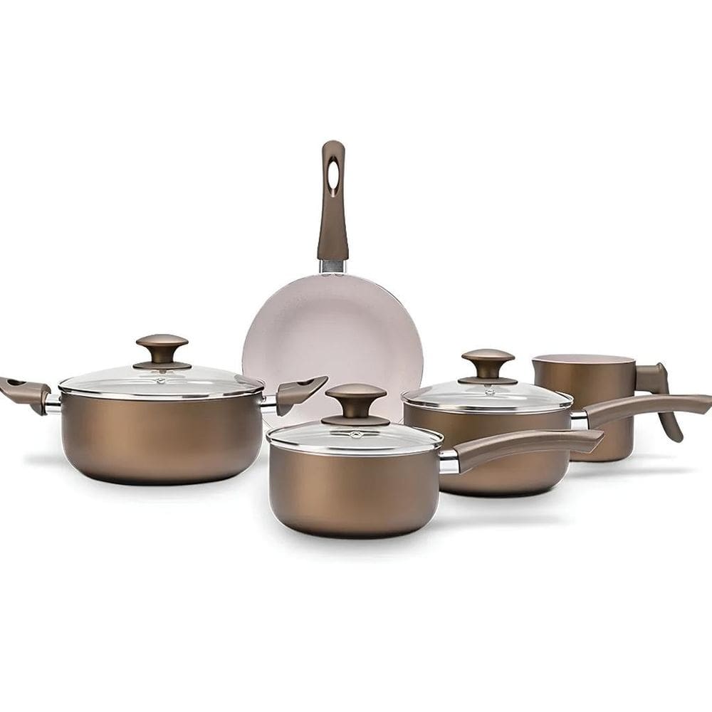 Jogo de panelas c/ 5 peças Antares de Alumínio C/ Revestimento Interno Antiaderente Mineral Resist