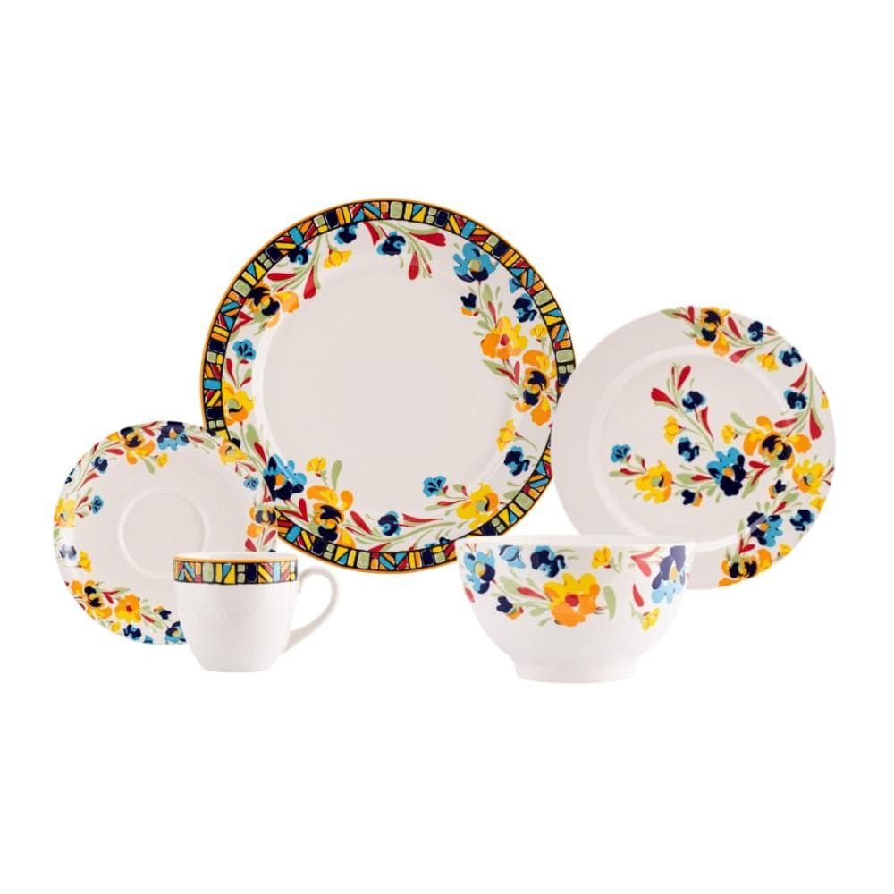 Jogo de Jantar 60 Peças Etnico Porcelana Real By Schmidt