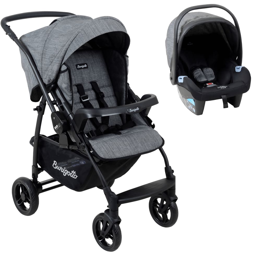 Carrinho de Bebê Burigotto Travel System Rio K 22 Mesclado Preto