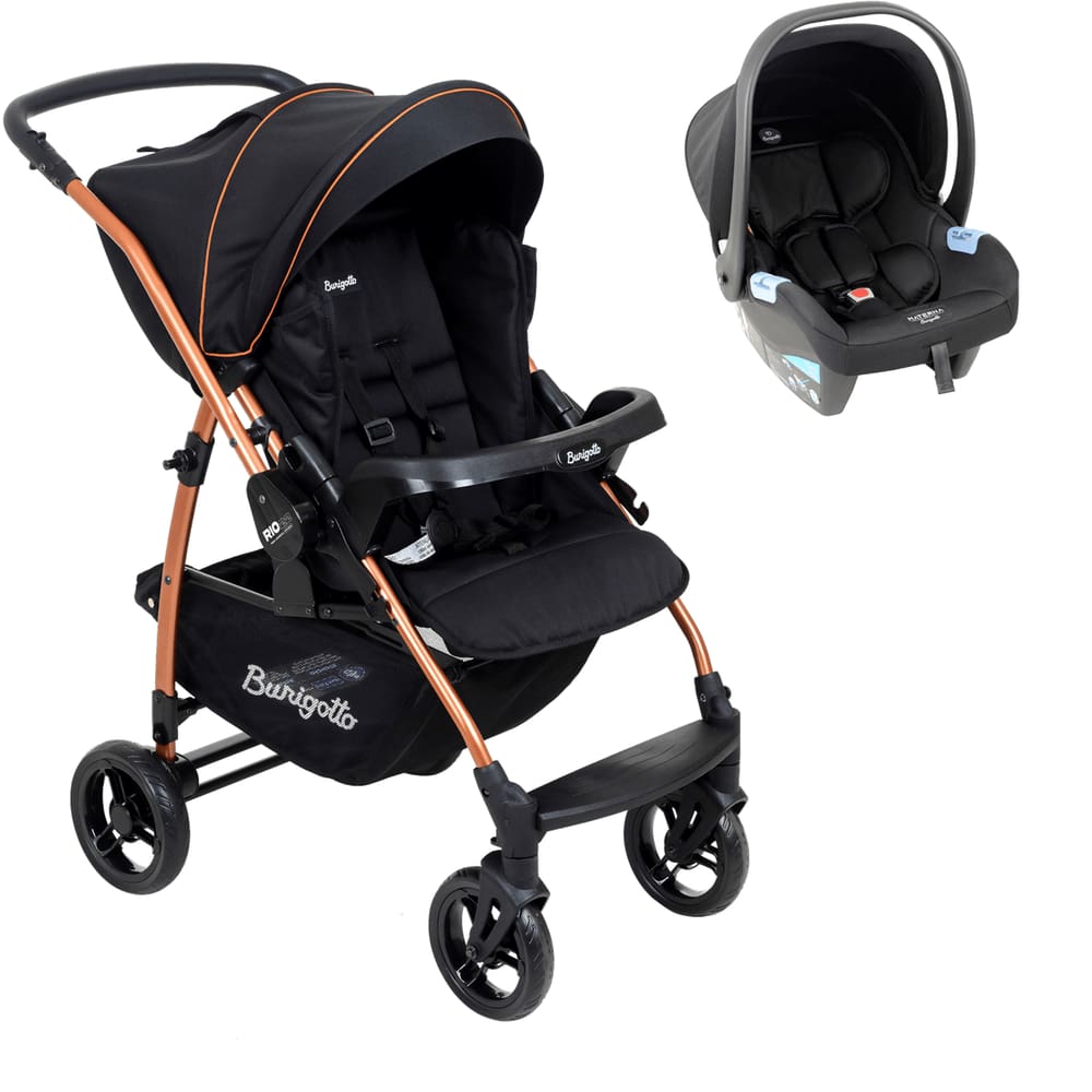 Carrinho de Bebe Burigotto Travel System Rio K 22 Preto Cobre