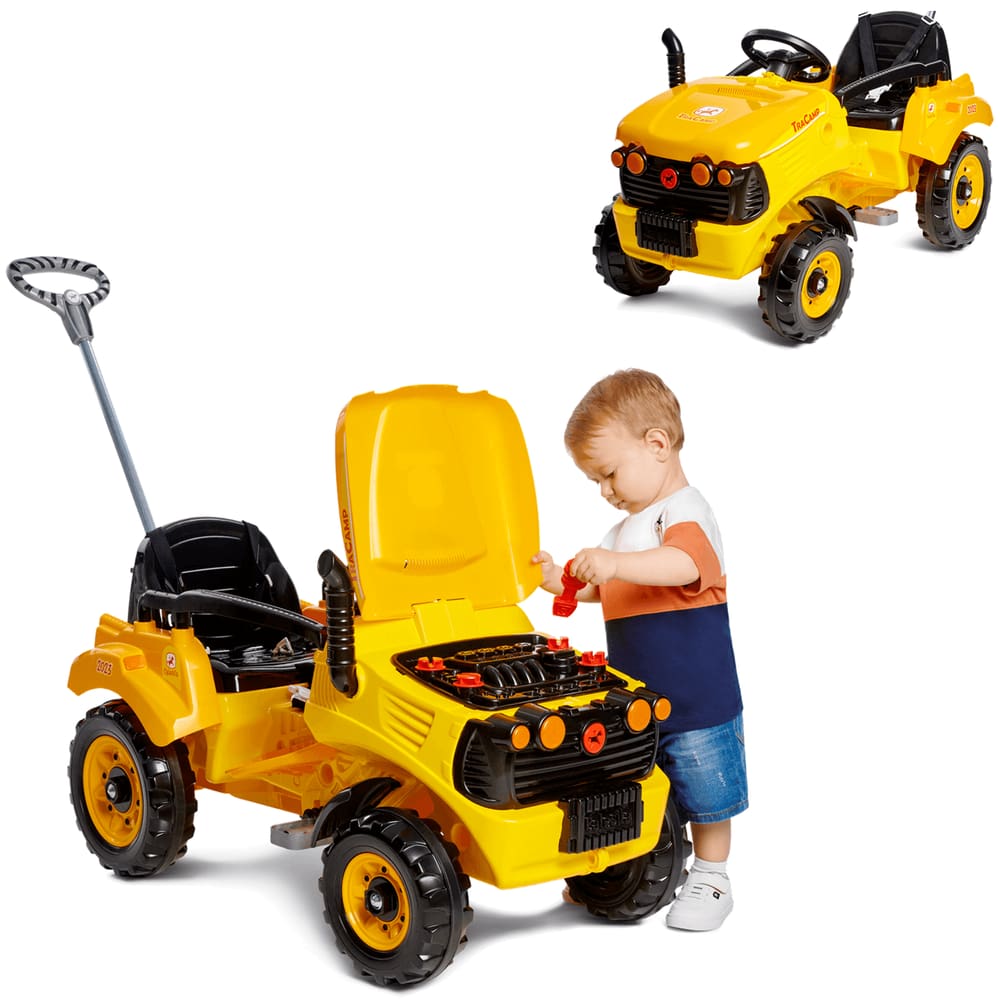 Tratorzinho de Passeio e Pedal Bebe Calesita Tracamp Amarelo
