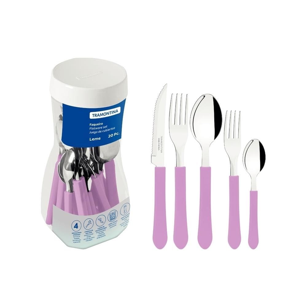 Jogo de Talheres Tramontina Leme 20 Peças Cinza 23198318