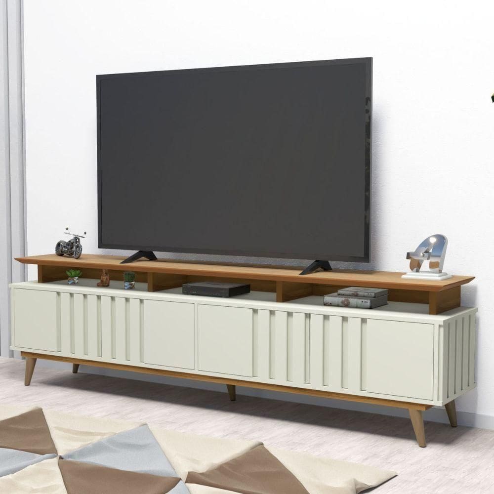 Rack Para At? 72” 4 Portas Freij?-off White Ilhabela Avelan M?veis Ni