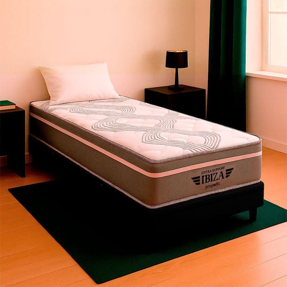 Cama Box Solteiro Preto Colchão Ibiza Molas Vstore 78x188x22