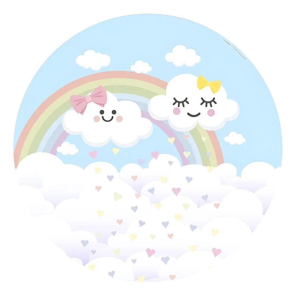 Painel Festa Redondo Sublimado 3D Tecido C/Elást Chuva De Am