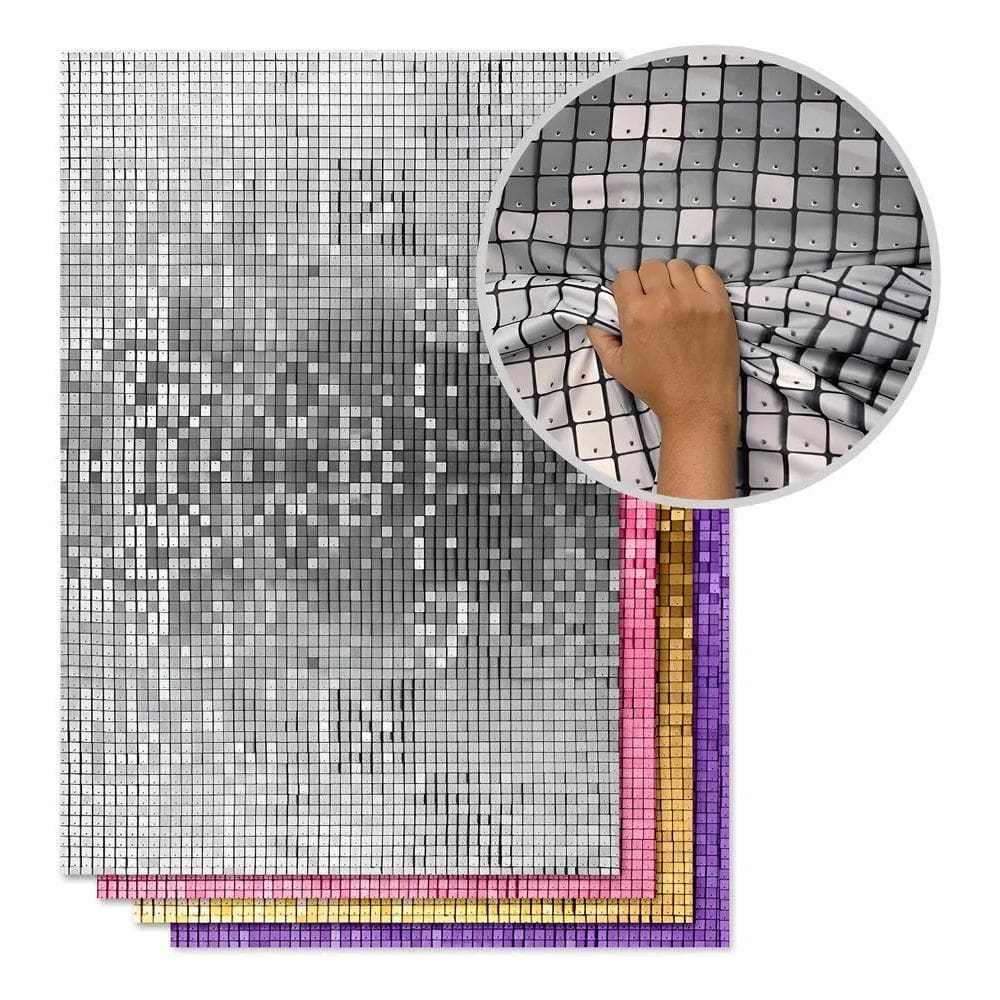 Painel Retangular Efeito Lantejoula Paetê Em Tecido 1,5X Pra