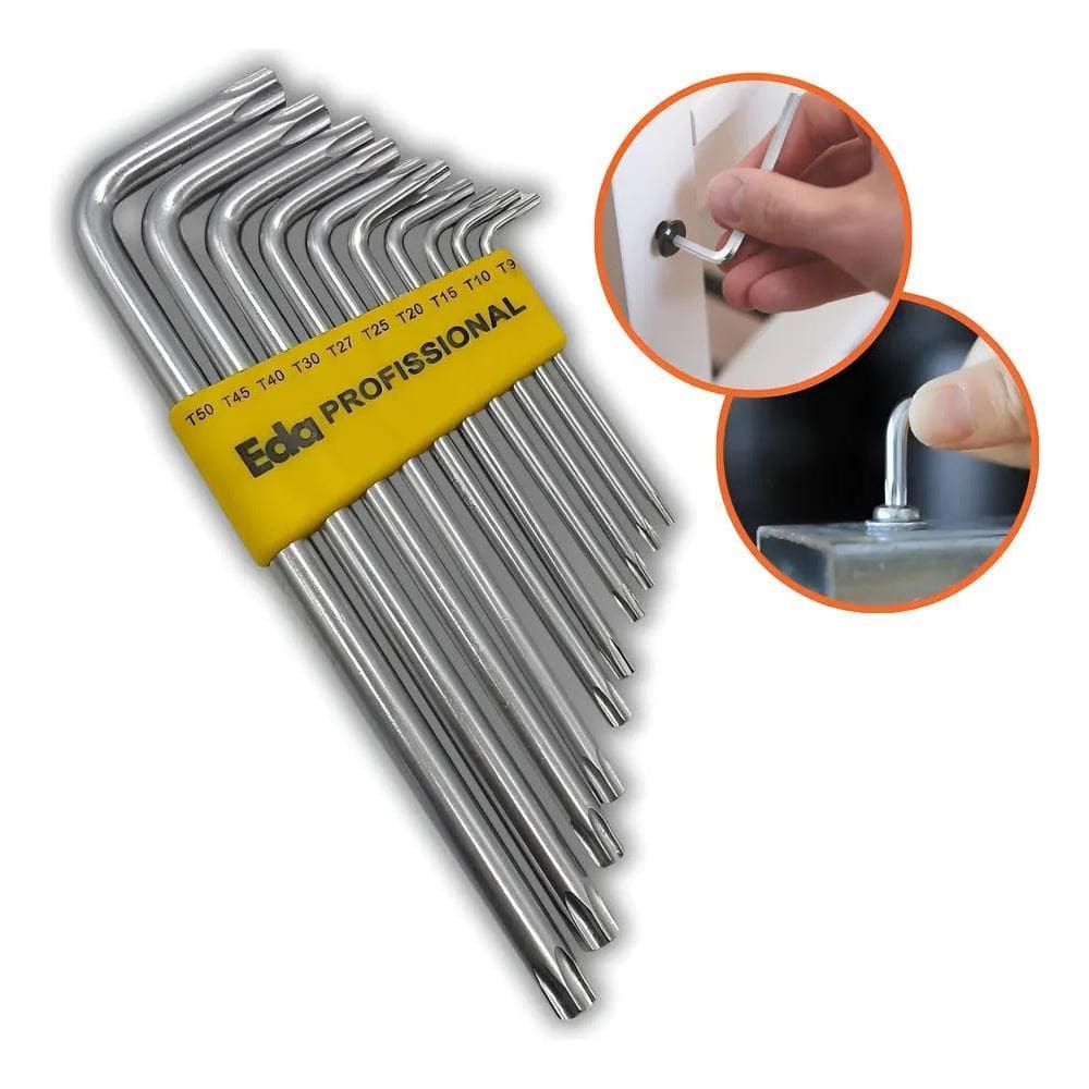 Kit 10 Peças Chave L Torx Torque Estrela Com Furo No Meio Ci