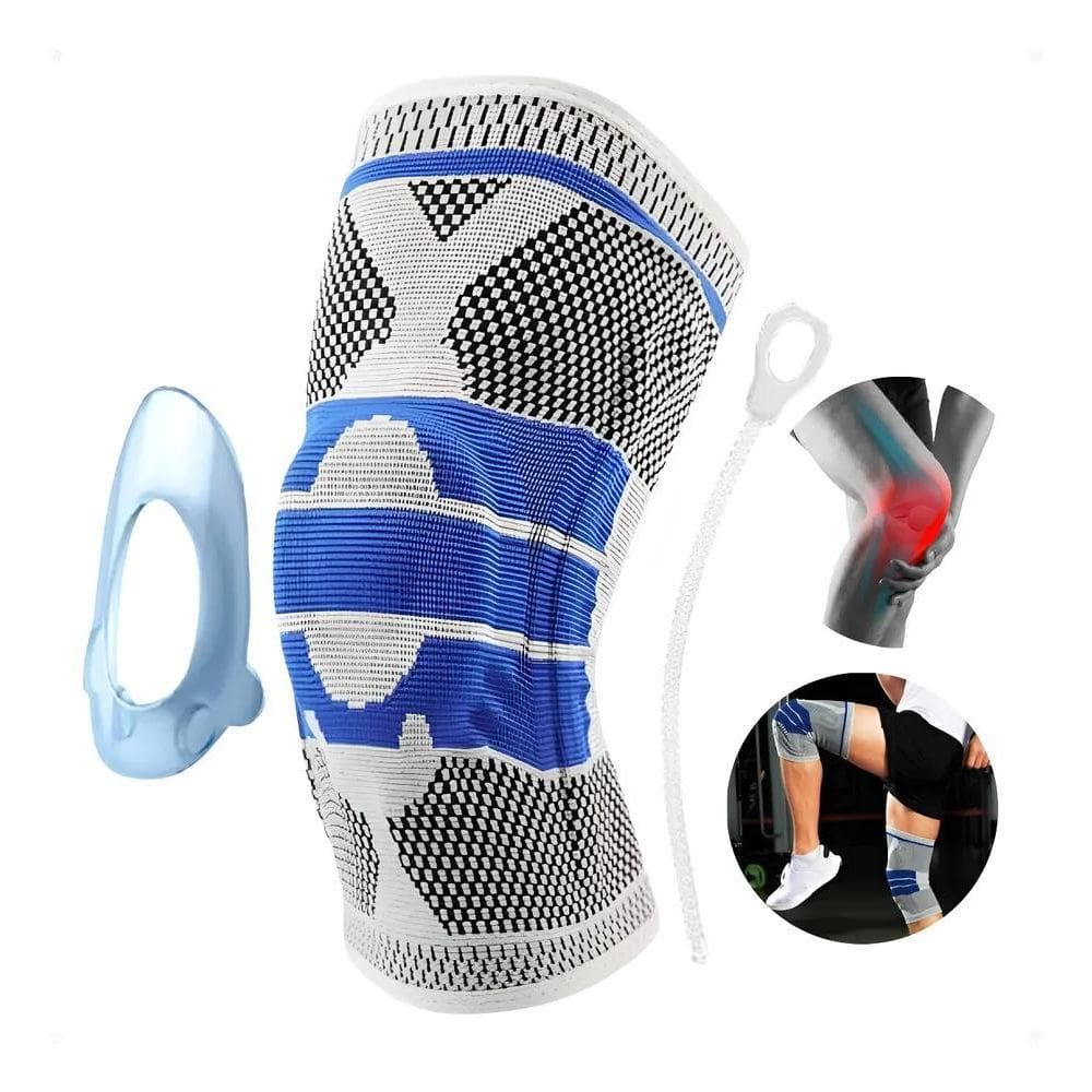Joelheira Articulada Compressão Ortopédica Si Preto E Azul G