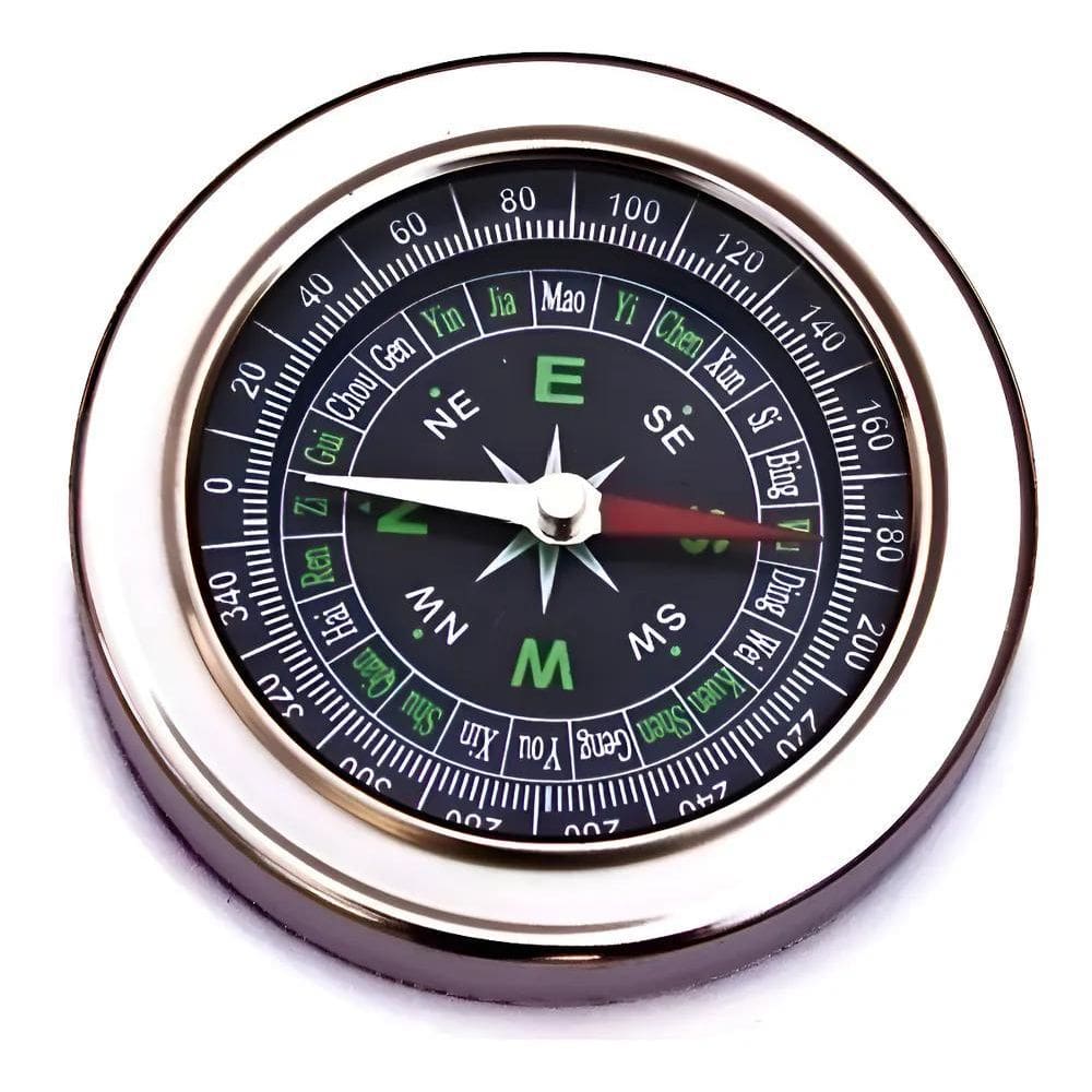 Bússola 7,5Cm Metal Bolso Camping Pesca Trilha