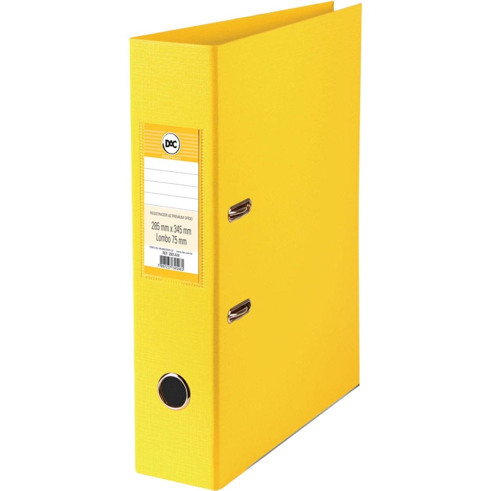 Pasta Registradora AZ Dac Oficio Lombo 7,5 cm Amarela
