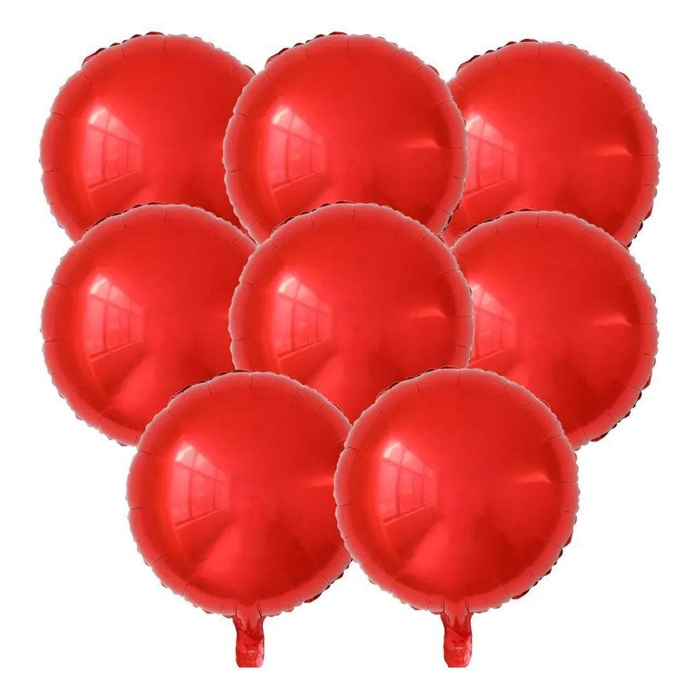 20 Balão Metalizado 10 Polegadas 22Cm D Redondo Vermelho