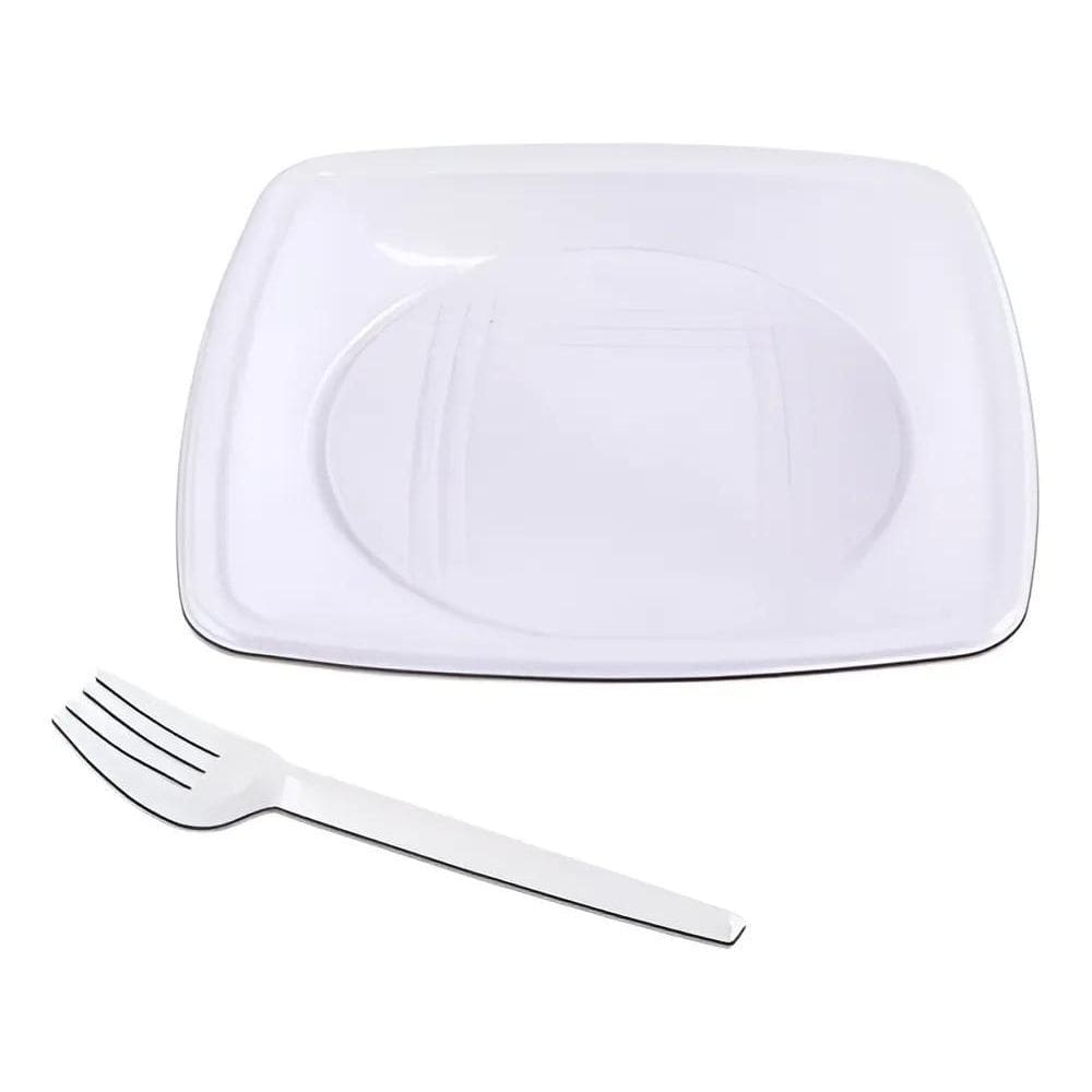 Pratinho Para Bolo 15Cm Prato 50 Uni + 50 Garfos Coloridos C