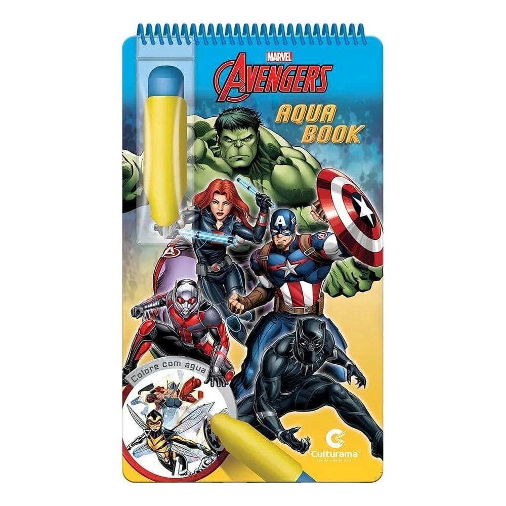Aqua Book Vingadores Marvel Colorir Pinta Com Água Capa Dura