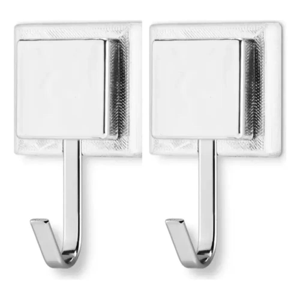 Kit 2 Suporte Toalha Banho Gancho Prata Fita Dupla Face 3M C