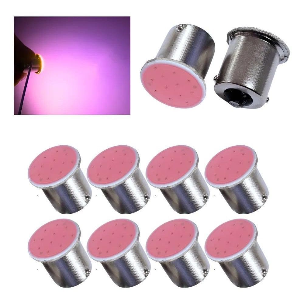Kit 10 Lampada Cob Led Ba15S 1 Polo Cores Atac Rosa