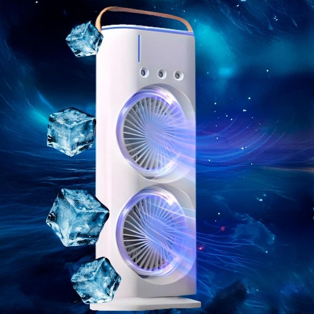 Ventilador Torre Usb Portátil Led Duplo E Umidificador