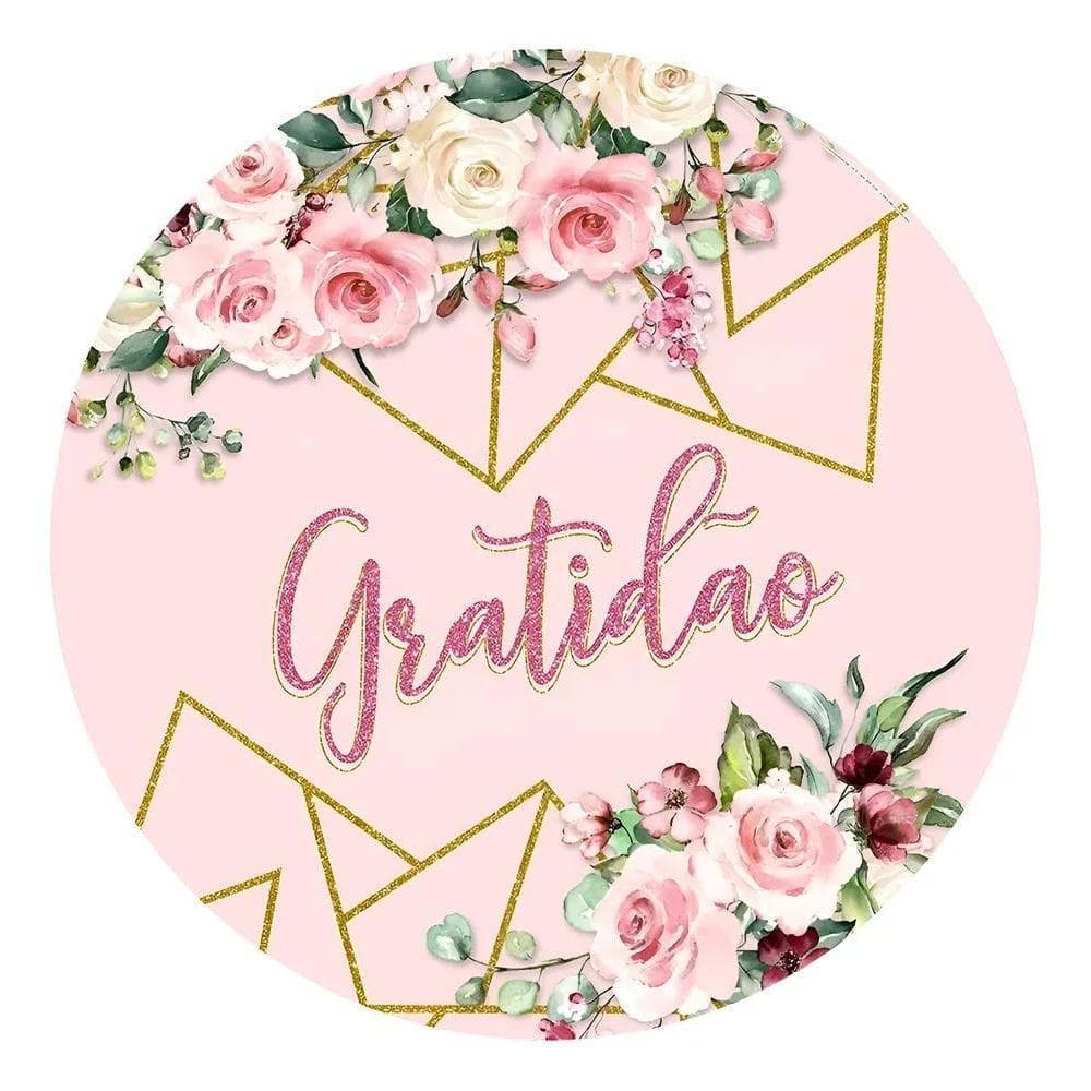 Painel Festa Redondo Sublimado 3D Tecido C/Elást Gratidao Ro