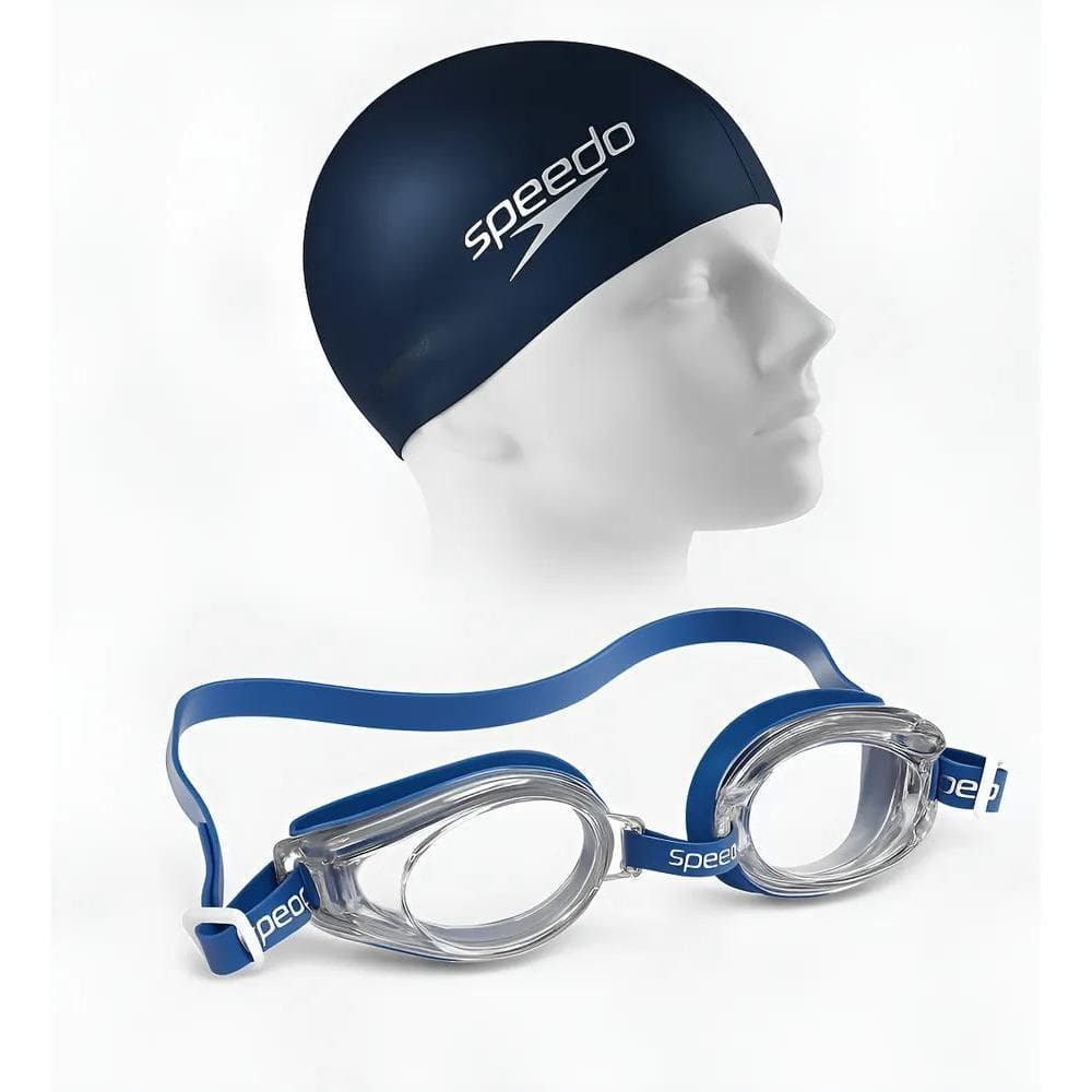 Óculos De Natação Speedo Classic Starters + Touca Silic Azul