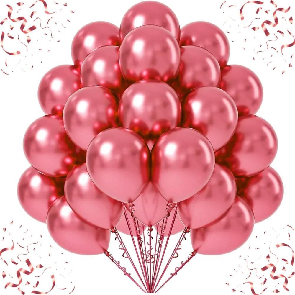 Kit 50 Un Balão Metalizado Bexiga Nº10 Festa Aniv Vermelho