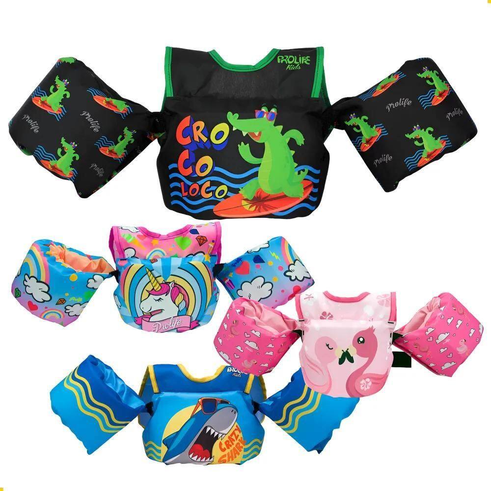 Colete Salva Vidas Infantil Piscina Boia De Braç Crocodilo