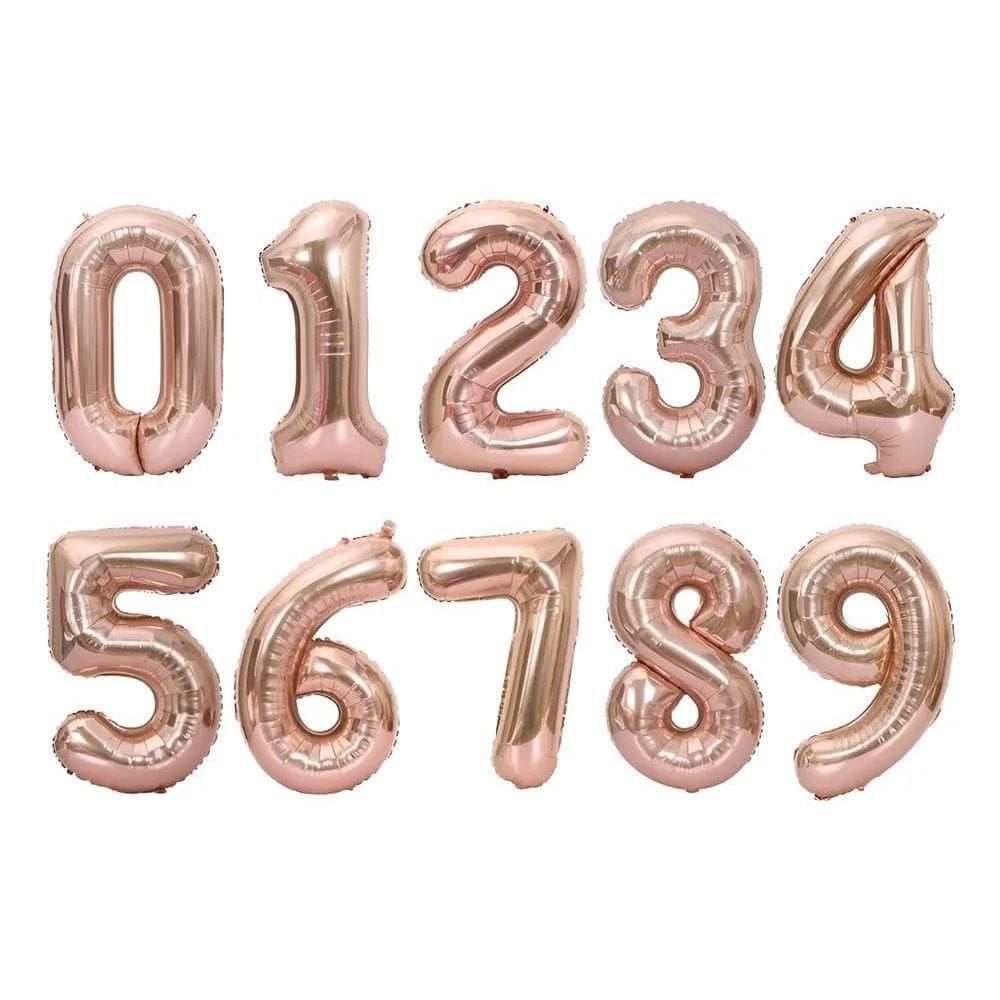 Balão Bexiga De Número Rose Gold Metalizado - 70 Cm 4