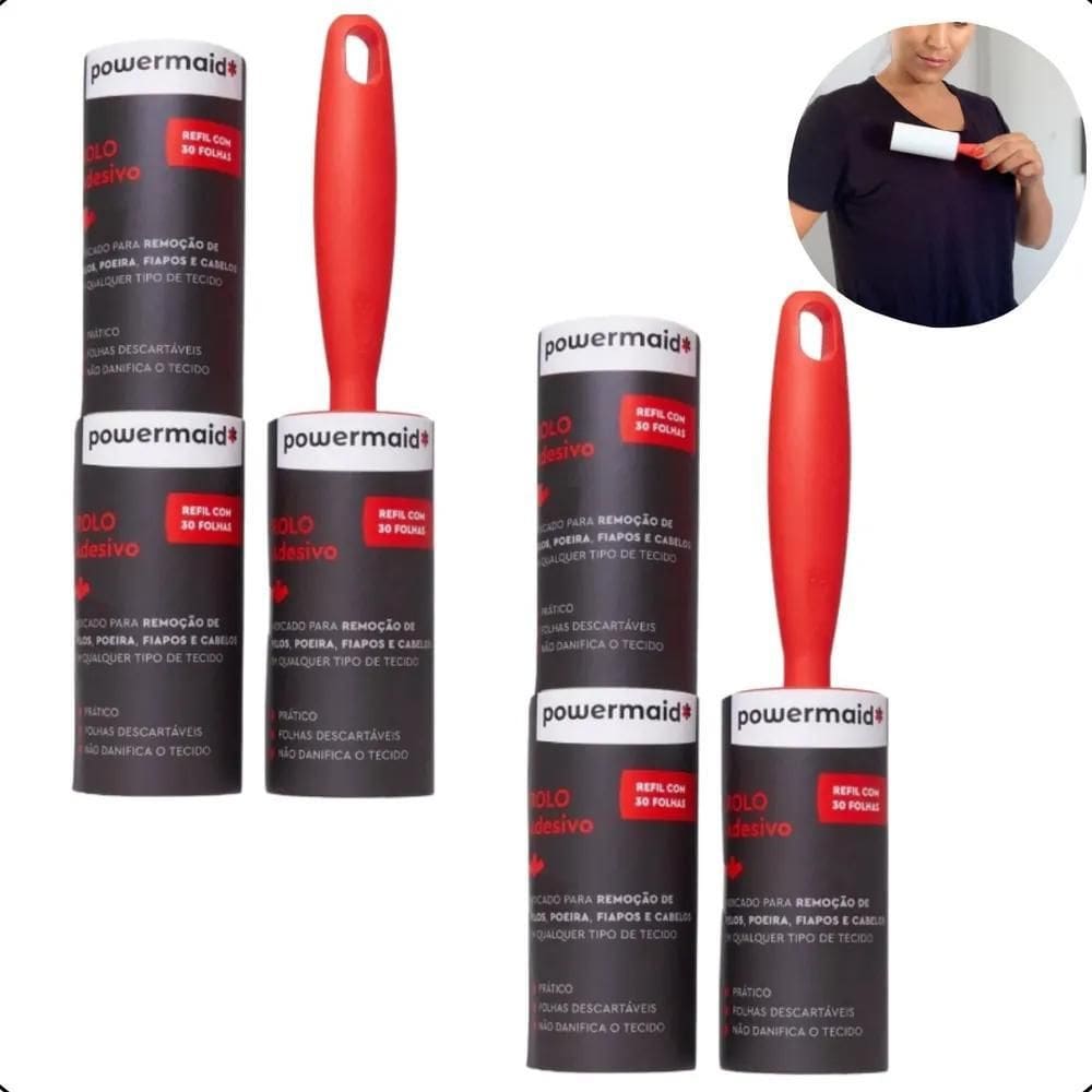 10X Kit 2 Rolos Removedor + 4 Refil Tira Pelo Roupa Sofá 18