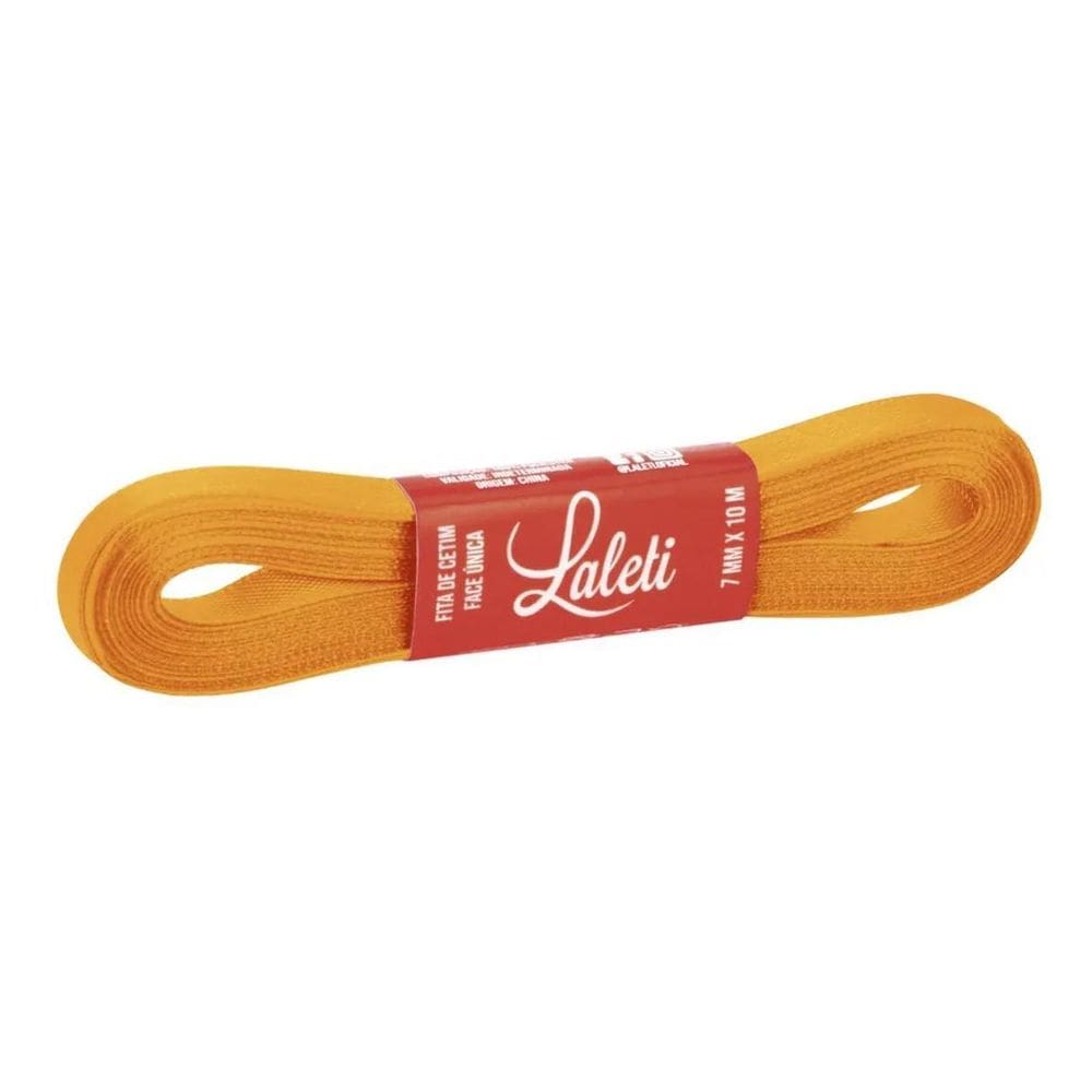Fita De Cetim Face Única  Simples  7Mm X 10M V Amarelo Ouro