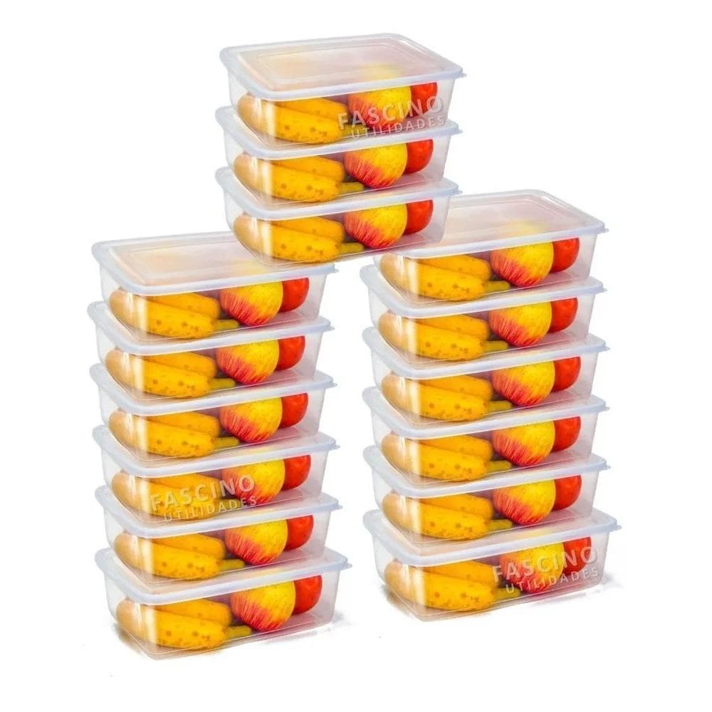 10X Kit 15 Potes 1 Litro Transparentes Bpa Free Marmita