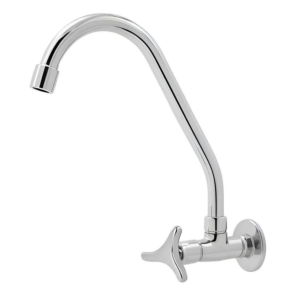 Torneira Pared Metal Inox Alta Vazão Pressão Cozinha 5046E