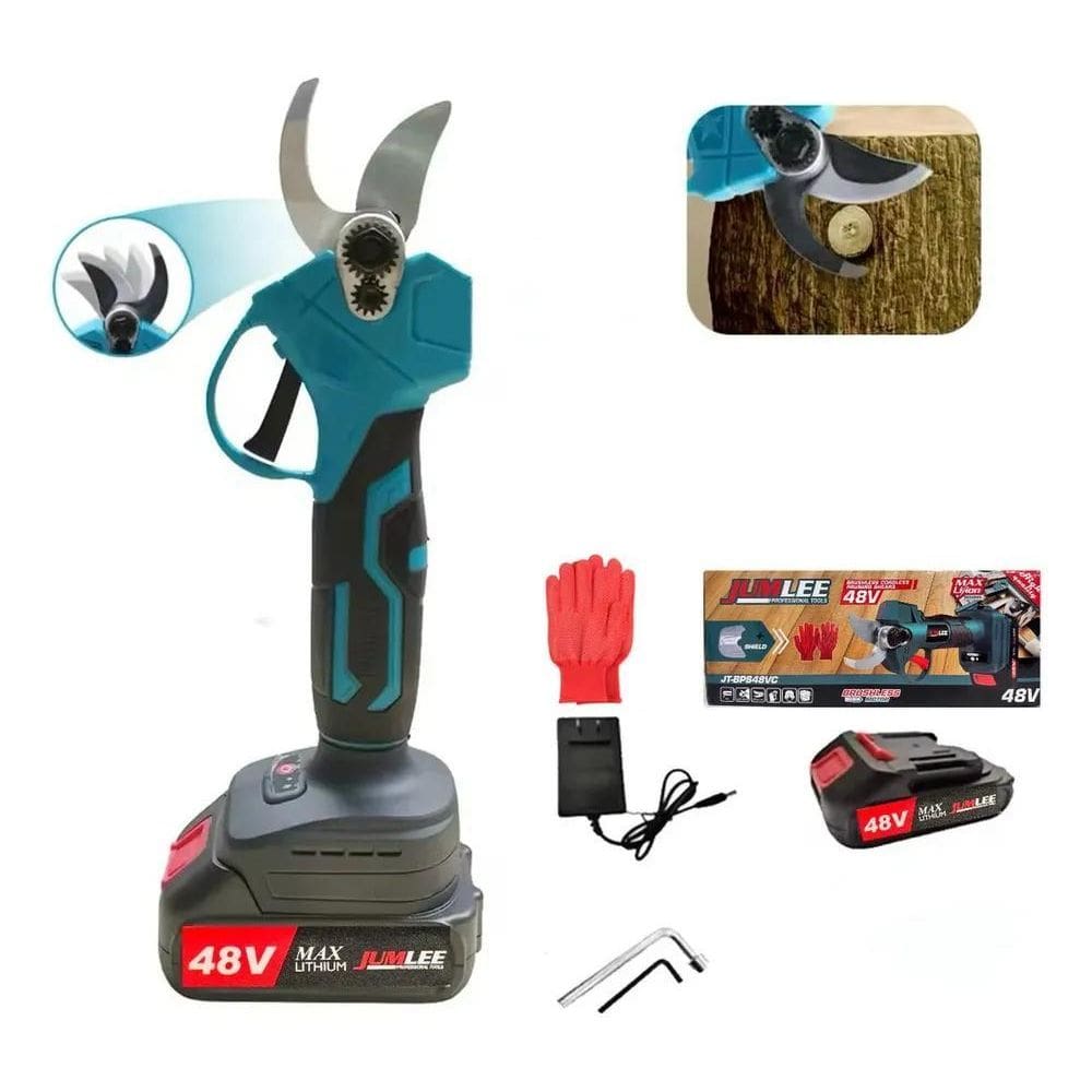 10X Tesoura Poda Galho De Árvore Elétrica S/ Fio 48V Bivolt