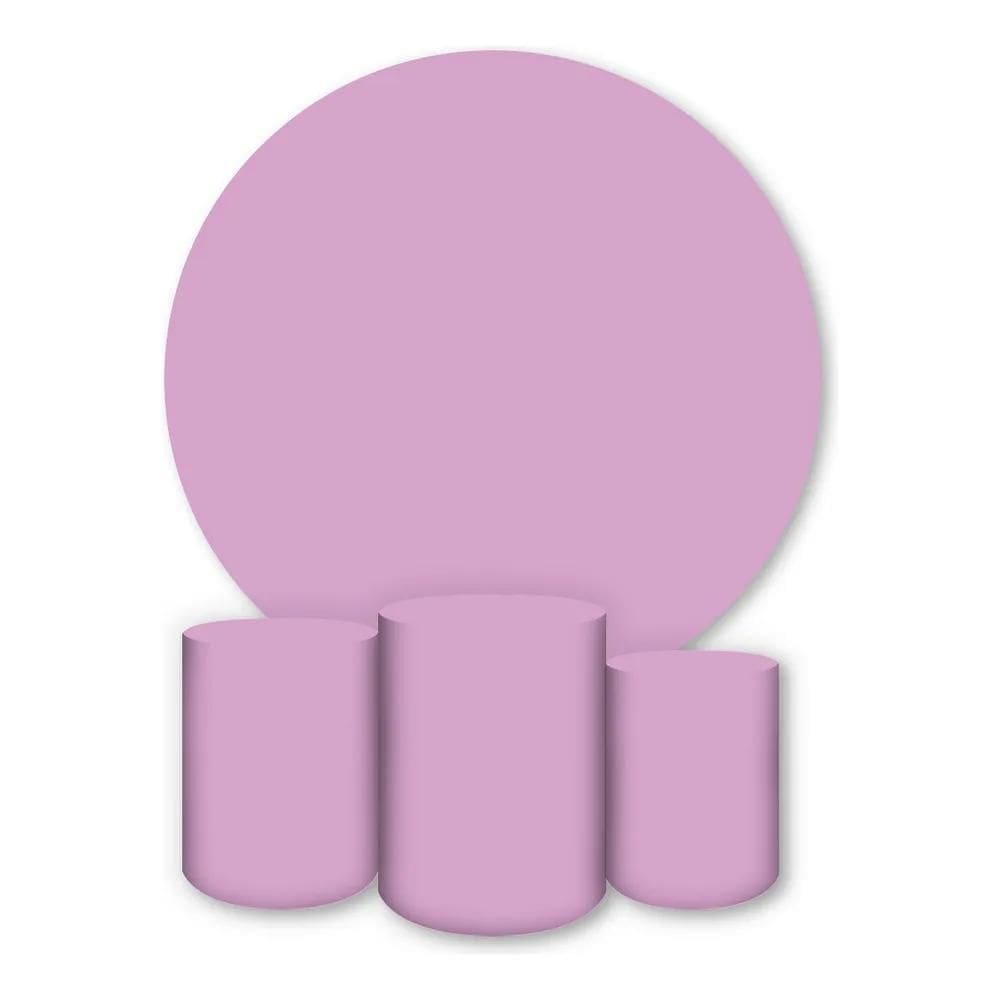 Painel Redondo E Capas De Cilindro Sublimado Lilás