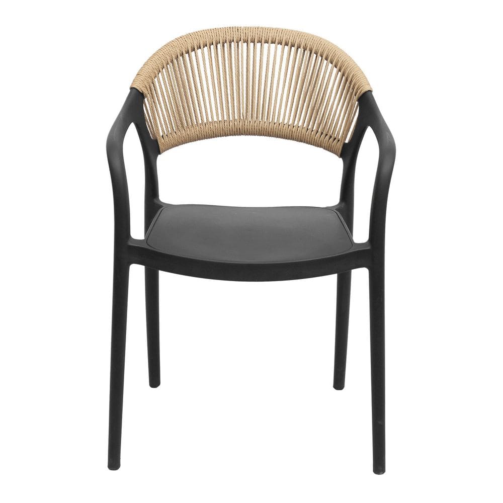 Cadeira para Jardim com Assento Fixo Juna Preto / Bege