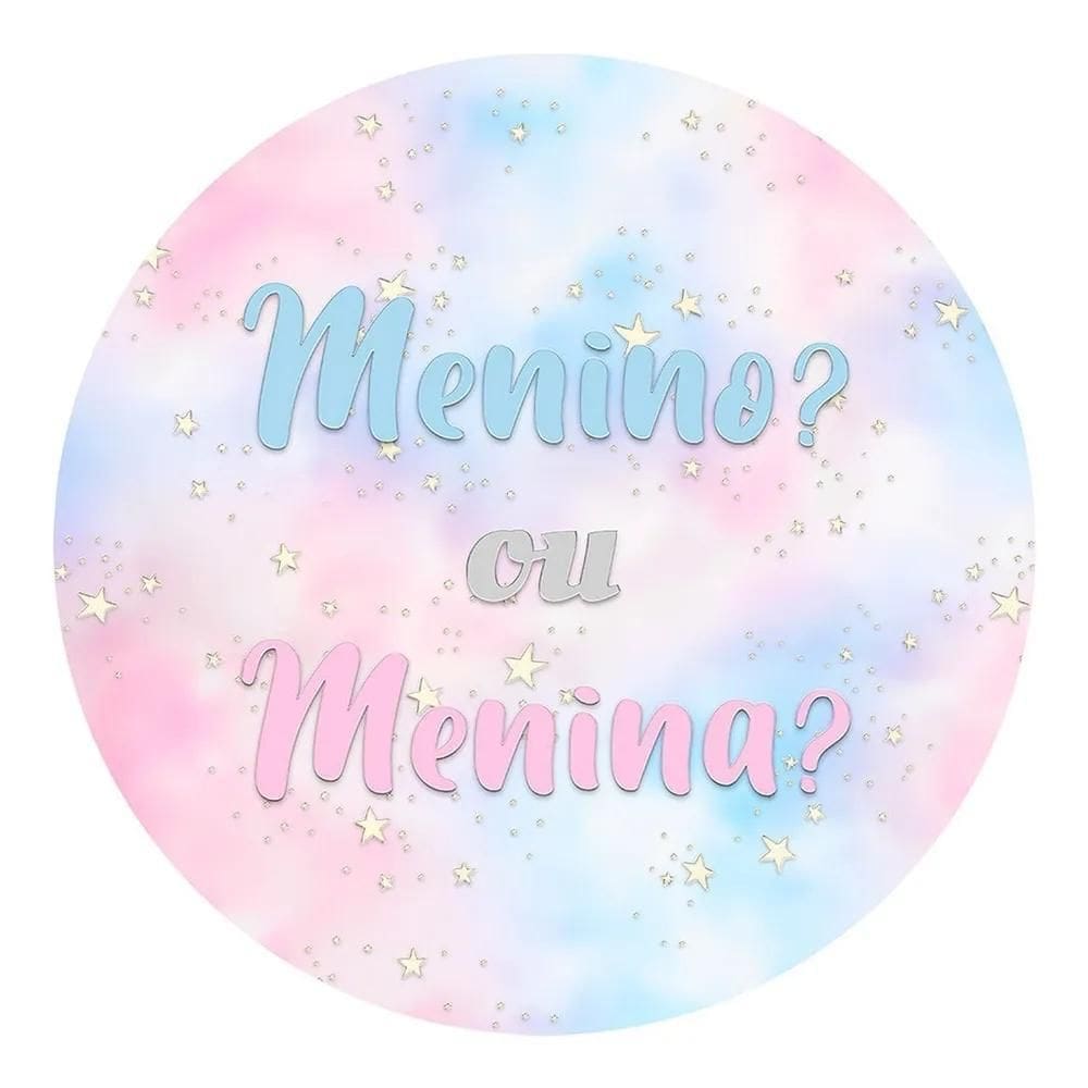 Painel De Festa Redondo Decoração Chá Revelação Menino Meni