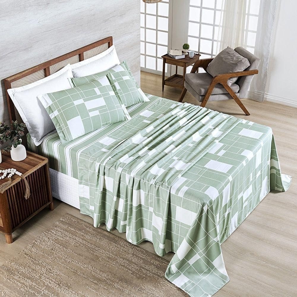 Jogo De Cama Afeto 400 Fios Casal Padrão 04 Peças 100% Poliéster - York